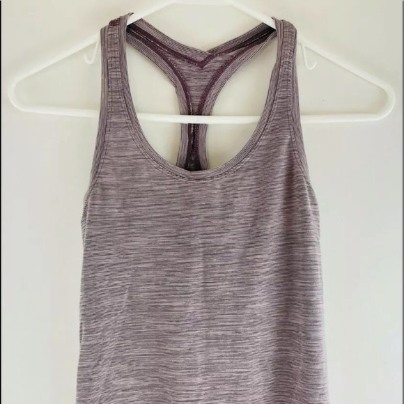 lululemon athletica Tops - Lululemon light purple razorback tank with small horizontal stripes. Size 10.